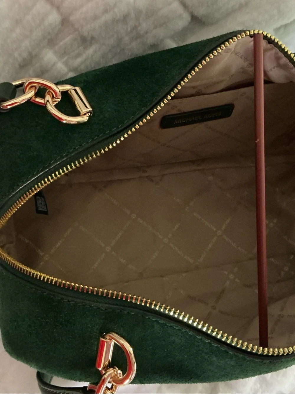 Michael Kors Cecily Medium Suede Shoulder Bag - Moss